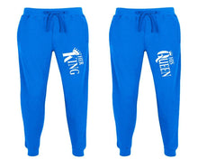 Load image into Gallery viewer, Her King and His Queen matching jogger pants, Royal Blue sweatpants for mens, jogger set womens. Matching couple joggers.