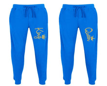 將圖片載入圖庫檢視器 King and Queen matching jogger pants, Royal Blue sweatpants for mens, jogger set womens. Matching couple joggers.