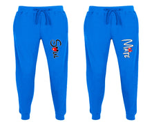 Load image into Gallery viewer, Soul and Mate matching jogger pants, Royal Blue sweatpants for mens, jogger set womens. Matching couple joggers.