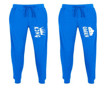 將圖片載入圖庫檢視器 King and Queen matching jogger pants, Royal Blue sweatpants for mens, jogger set womens. Matching couple joggers.