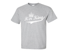 Load image into Gallery viewer, Sports Grey color Her King design T Shirt for Man.