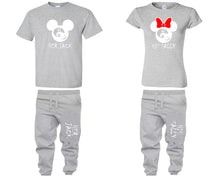 Load image into Gallery viewer, Her Jack and His Sally shirts and jogger pants, matching top and bottom set, Sports Grey t shirts, men joggers, shirt and jogger pants women. Matching couple joggers