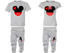 將圖片載入圖庫檢視器 Mickey Minnie shirts, matching top and bottom set, Sports Grey t shirts, men joggers, shirt and jogger pants women. Matching couple joggers