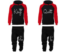 將圖片載入圖庫檢視器 King and Queen matching top and bottom set, Silver Glitter design hoodie and sweatpants sets for mens hoodie and jogger set womens. Matching couple joggers.