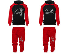 將圖片載入圖庫檢視器 King and Queen matching top and bottom set, Silver Glitter color design hoodie and sweatpants sets for mens hoodie and jogger set womens. Matching couple joggers.