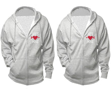 Load image into Gallery viewer, She's Mine and He's Mine zipper hoodies, Matching couple hoodies, Sports Grey zip up hoodie for man, Sports Grey zip up hoodie womens