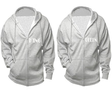 將圖片載入圖庫檢視器 King and Queen zipper hoodies, Matching couple hoodies, Sports Grey zip up hoodie for man, Sports Grey zip up hoodie womens