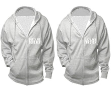 Load image into Gallery viewer, She's My Forever and He's My Forever zipper hoodies, Matching couple hoodies, Sports Grey zip up hoodie for man, Sports Grey zip up hoodie womens