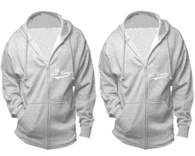 Load image into Gallery viewer, Her King and His Queen zipper hoodies, Matching couple hoodies, Sports Grey zip up hoodie for man, Sports Grey zip up hoodie womens