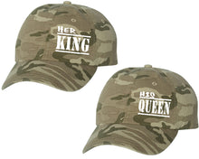將圖片載入圖庫檢視器 Her King and His Queen matching caps for couples, Tan Camo baseball caps.
