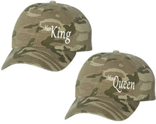 將圖片載入圖庫檢視器 Her King and His Queen matching caps for couples, Tan Camo baseball caps.