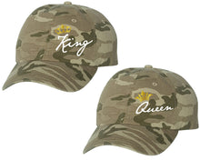 Load image into Gallery viewer, King and Queen matching caps for couples, Tan Camo baseball caps.