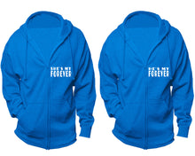 Load image into Gallery viewer, She's My Forever and He's My Forever zipper hoodies, Matching couple hoodies, Turquoise zip up hoodie for man, Turquoise zip up hoodie womens