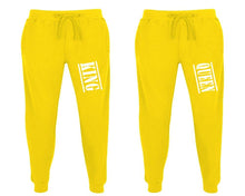 Load image into Gallery viewer, King and Queen matching jogger pants, Yellow sweatpants for mens, jogger set womens. Matching couple joggers.