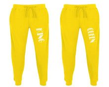 Load image into Gallery viewer, King and Queen matching jogger pants, Yellow sweatpants for mens, jogger set womens. Matching couple joggers.