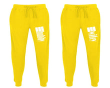 將圖片載入圖庫檢視器 Hubby and Wifey matching jogger pants, Yellow sweatpants for mens, jogger set womens. Matching couple joggers.