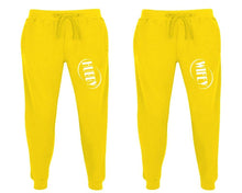 Load image into Gallery viewer, Hubby and Wifey matching jogger pants, Yellow sweatpants for mens, jogger set womens. Matching couple joggers.