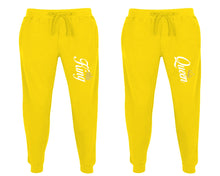 Load image into Gallery viewer, King and Queen matching jogger pants, Yellow sweatpants for mens, jogger set womens. Matching couple joggers.