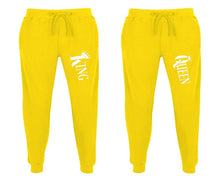 將圖片載入圖庫檢視器 King and Queen matching jogger pants, Yellow sweatpants for mens, jogger set womens. Matching couple joggers.