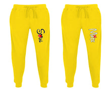 Load image into Gallery viewer, Soul and Mate matching jogger pants, Yellow sweatpants for mens, jogger set womens. Matching couple joggers.