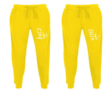將圖片載入圖庫檢視器 King and Queen matching jogger pants, Yellow sweatpants for mens, jogger set womens. Matching couple joggers.
