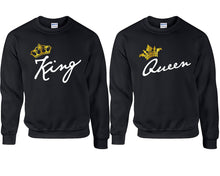 將圖片載入圖庫檢視器 King and Queen couple sweatshirts. Black sweaters for men, sweaters for women. Sweat shirt. Matching sweatshirts for couples