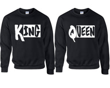 將圖片載入圖庫檢視器 King and Queen couple sweatshirts. Black sweaters for men, sweaters for women. Sweat shirt. Matching sweatshirts for couples