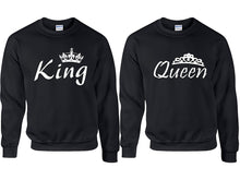 將圖片載入圖庫檢視器 King and Queen couple sweatshirts. Black sweaters for men, sweaters for women. Sweat shirt. Matching sweatshirts for couples