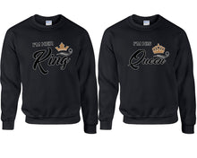 將圖片載入圖庫檢視器 King and Queen couple sweatshirts. Black sweaters for men, sweaters for women. Sweat shirt. Matching sweatshirts for couples