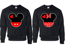 將圖片載入圖庫檢視器 Mickey and Minnie couple sweatshirts. Black sweaters for men, sweaters for women. Sweat shirt. Matching sweatshirts for couples