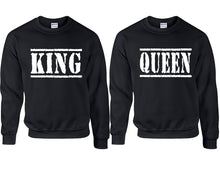 將圖片載入圖庫檢視器 King and Queen couple sweatshirts. Black sweaters for men, sweaters for women. Sweat shirt. Matching sweatshirts for couples