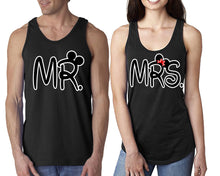 Load image into Gallery viewer, Mr Mrs  matching couple tank tops. Couple shirts, Black tank top for men, tank top for women. Cute shirts.