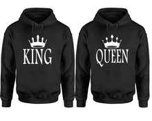 將圖片載入圖庫檢視器 King and Queen hoodies, Matching couple hoodies, Black pullover hoodies