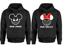 Load image into Gallery viewer, Her Jack and His Sally hoodie, Matching couple hoodies, Black pullover hoodies. Couple jogger pants and hoodies set.