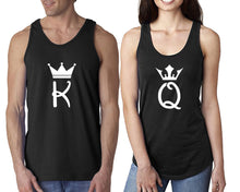 Load image into Gallery viewer, King Queen  matching couple tank tops. Couple shirts, Black tank top for men, tank top for women. Cute shirts.