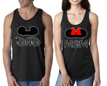 Load image into Gallery viewer, Dad Mom  matching couple tank tops. Couple shirts, Black tank top for men, tank top for women. Cute shirts.