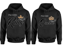 Load image into Gallery viewer, King Queen hoodie, Matching couple hoodies, Black pullover hoodies. Couple jogger pants and hoodies set.