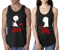 Load image into Gallery viewer, Her Jack His Sally  matching couple tank tops. Couple shirts, Black tank top for men, tank top for women. Cute shirts.
