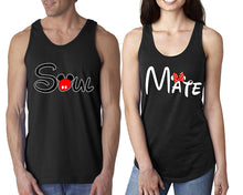 Load image into Gallery viewer, Soul Mate  matching couple tank tops. Couple shirts, Black tank top for men, tank top for women. Cute shirts.