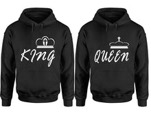 將圖片載入圖庫檢視器 King and Queen hoodies, Matching couple hoodies, Black pullover hoodies