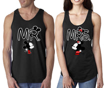 Load image into Gallery viewer, Mr Mrs  matching couple tank tops. Couple shirts, Black tank top for men, tank top for women. Cute shirts.