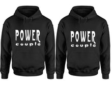 將圖片載入圖庫檢視器 Power Couple hoodies, Matching couple hoodies, Black pullover hoodies