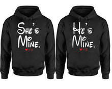 將圖片載入圖庫檢視器 She's Mine He's Mine hoodie, Matching couple hoodies, Black pullover hoodies. Couple jogger pants and hoodies set.