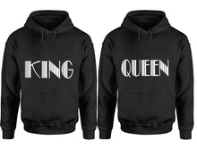 將圖片載入圖庫檢視器 King and Queen hoodies, Matching couple hoodies, Black pullover hoodies