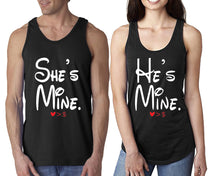 將圖片載入圖庫檢視器 She's Mine He's Mine matching couple tank tops. Couple shirts, Black tank top for men, tank top for women. Cute shirts.