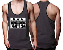 Load image into Gallery viewer, NWA custom tank top, graphic tees. Black Charcoal tank top for men. Black Charcoal color racerback tanktop for mens.