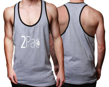 Load image into Gallery viewer, Rap Hip-Hop R&B custom tank top, graphic tees. Black Grey tank top for men. Black Grey color racerback tanktop for mens.