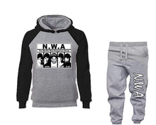 將圖片載入圖庫檢視器 NWA outfits bottom and top, Black Grey hoodies for men, Black Grey mens joggers. Hoodie and jogger pants for mens
