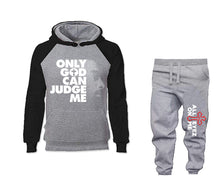 將圖片載入圖庫檢視器 Only God Can Judge Me outfits bottom and top, Black Grey hoodies for men, Black Grey mens joggers. Hoodie and jogger pants for mens