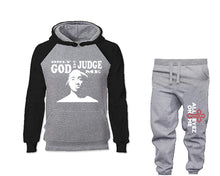 Load image into Gallery viewer, Only God Can Judge Me outfits bottom and top, Black Grey hoodies for men, Black Grey mens joggers. Hoodie and jogger pants for mens